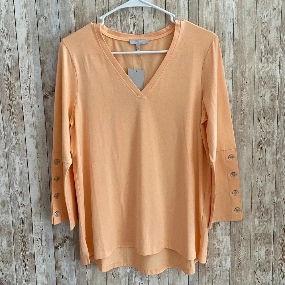 Hinson Wu Christy 3/4 Sleeve Top In Melon
